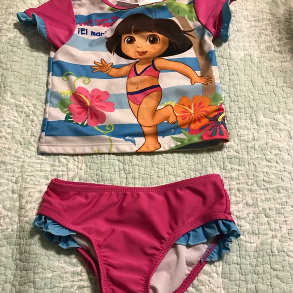 NEW DORA THE EXPLORER GIRLS 2 PC TANKINI SWIM SUIT 12M 18M